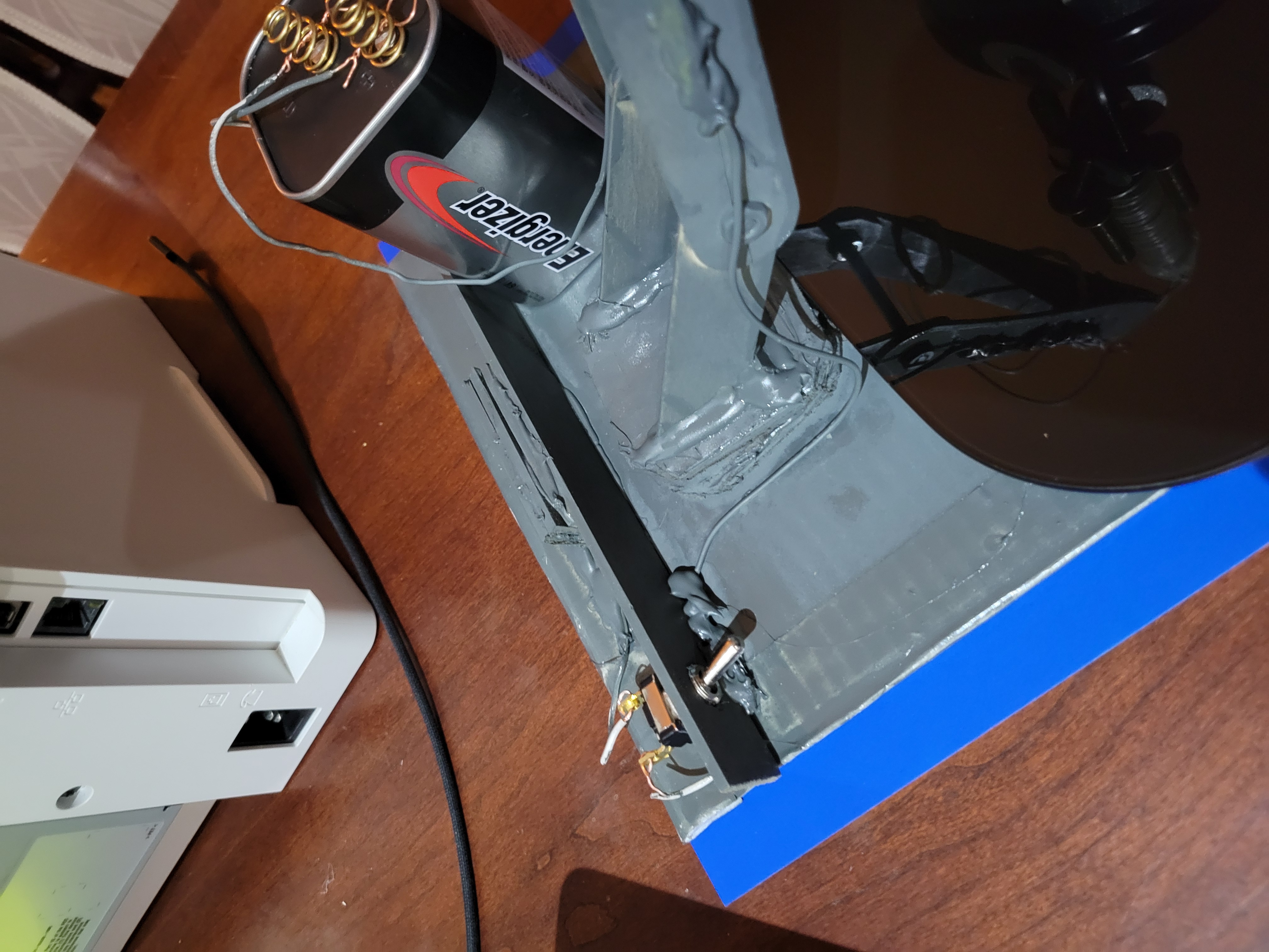 Prototype setup showing the digital scale reading