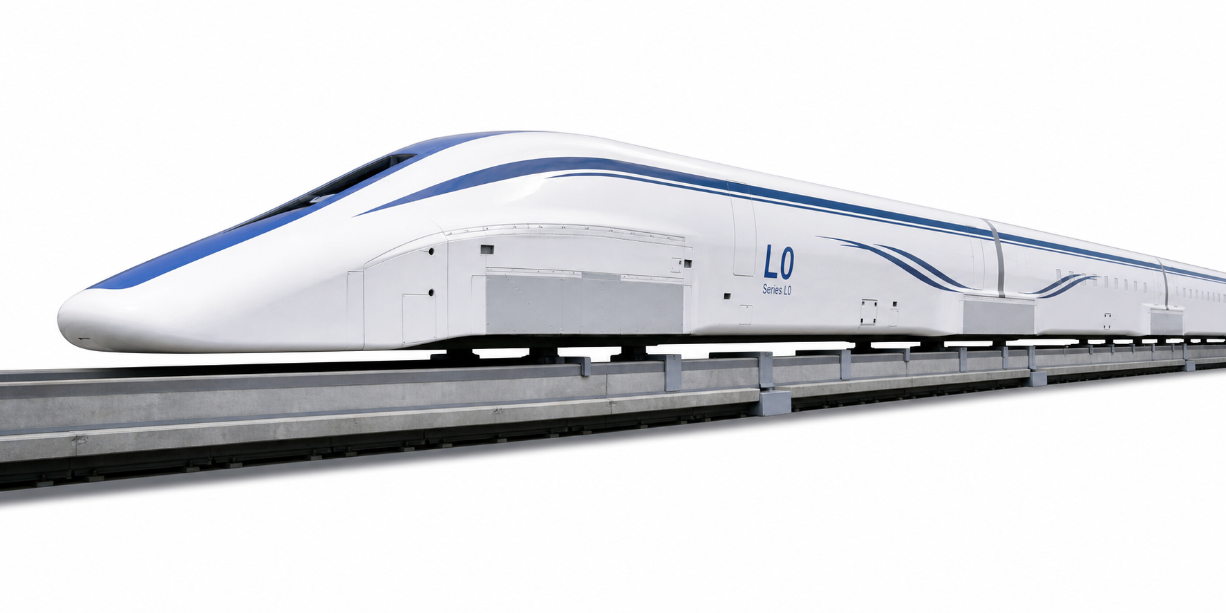 Maglev train on a track